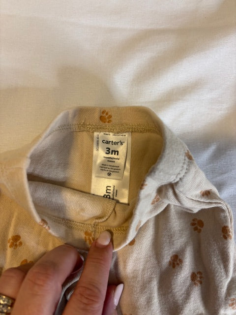 #210 Carter's Baby Boys Pants Bundle- 2 included size 3 months "stripes and paw prints"