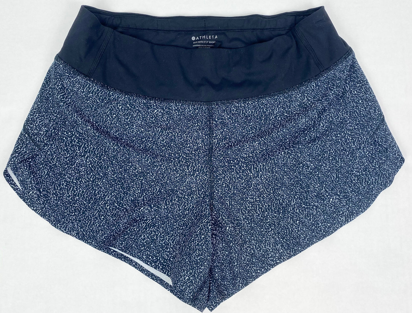 #14 Women Athleisure Small Athleta Run With It Athletic Shorts 3 inch inseam black/white