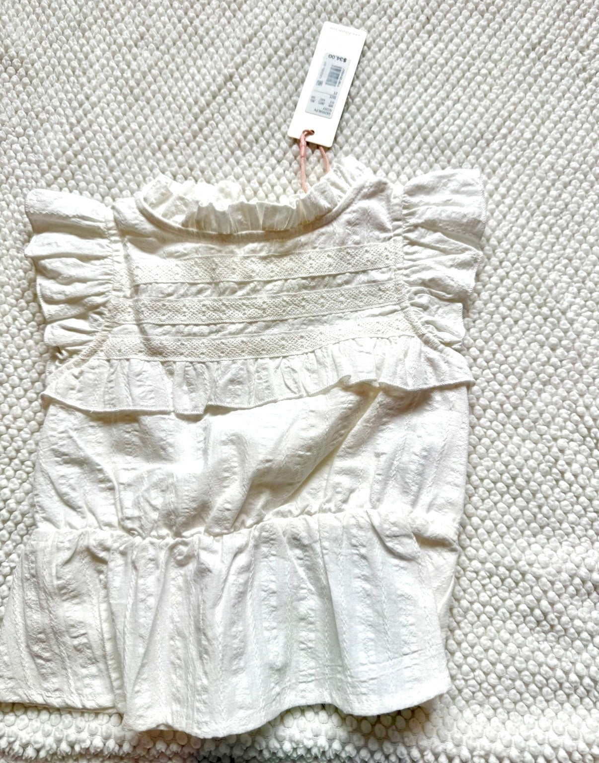 136 NWT GB Girls 2t detailed embroidery shirt with ruffles
