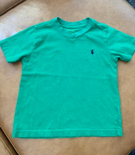 #51 Polo Ralph Lauren Boys Size 3T Green Vneck Tshirt EUC