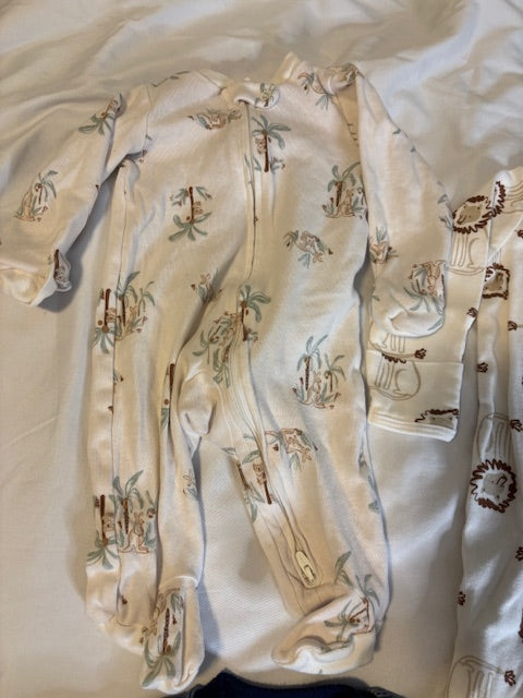 #210 Carter's Baby Boys Sleepers, 3 included, size 3 months, "bear fleece & animals"