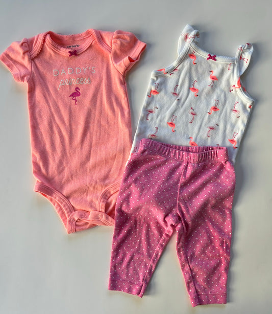 Girls 6 Month Carter's Flamingo Short Sleeve Onesie Pant Set Peach Pink