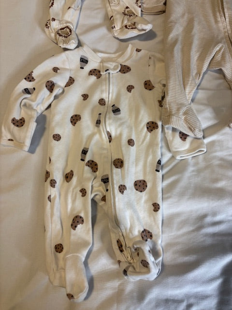 #210 Carter's Baby Boys Sleepers, 3 included, size 3 months, "cookies & lions"
