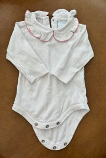 #51 Little English, White Onesie Size 6mo EUC