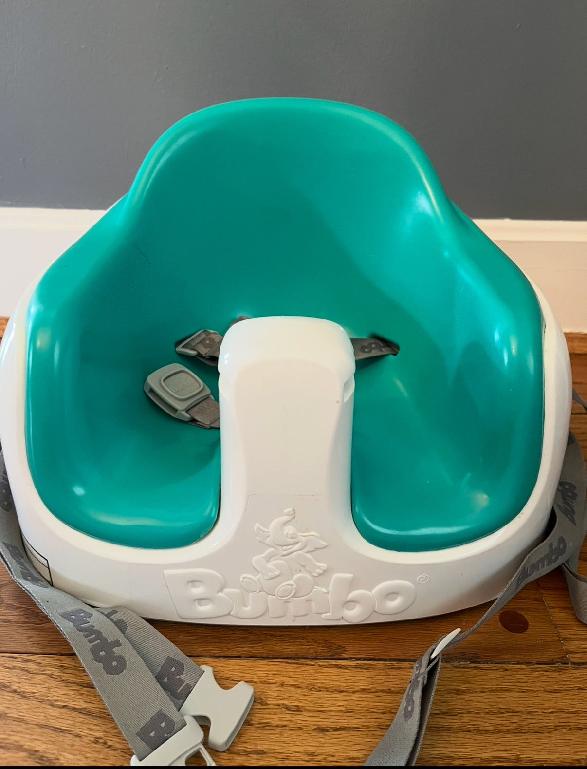 #173-reduced Bumbo multi seat chair with tray--Teal