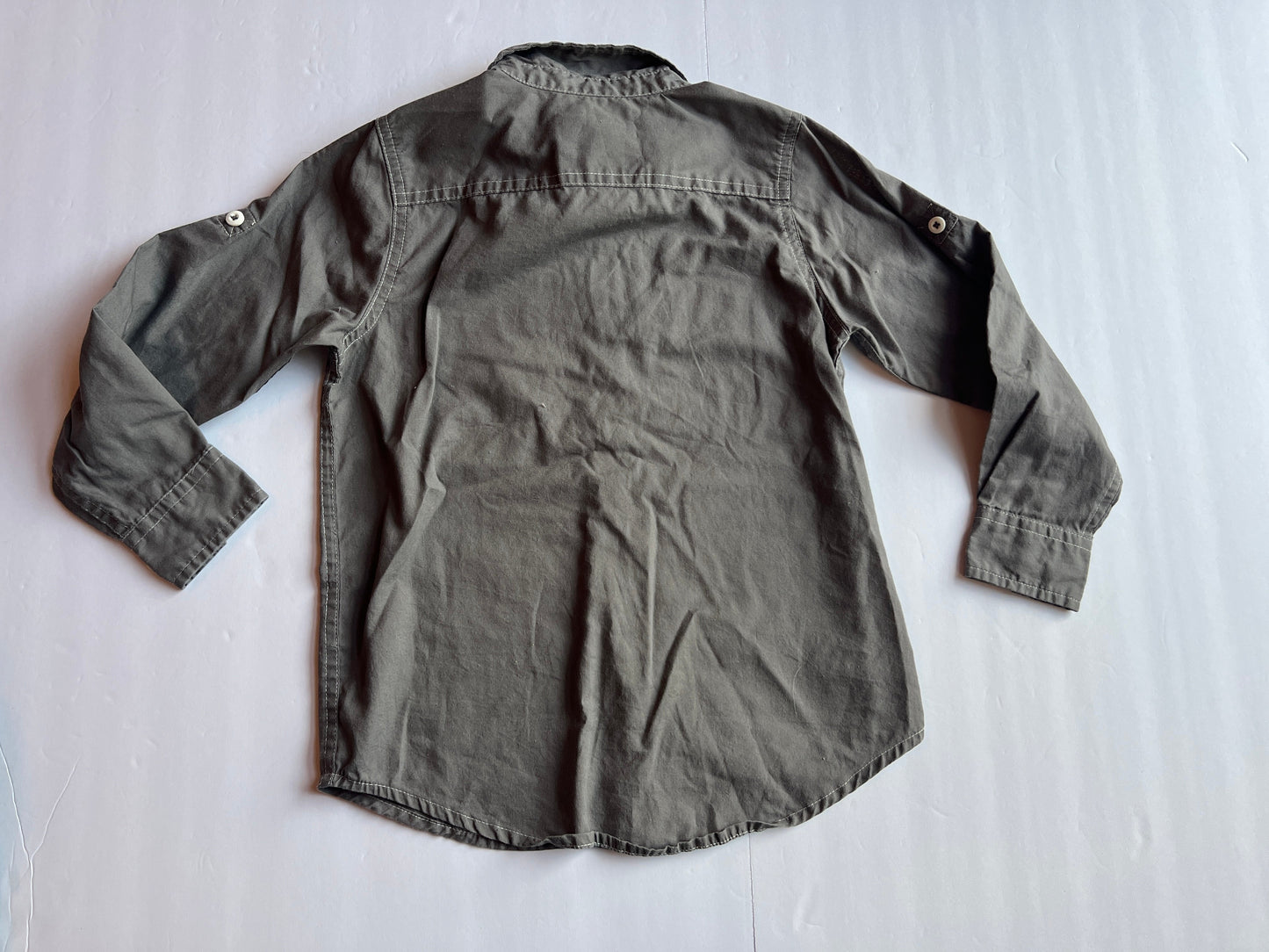 #180 Boys 6 VGUC Drill Clothing Co Boys Division Green Button Dow7 v