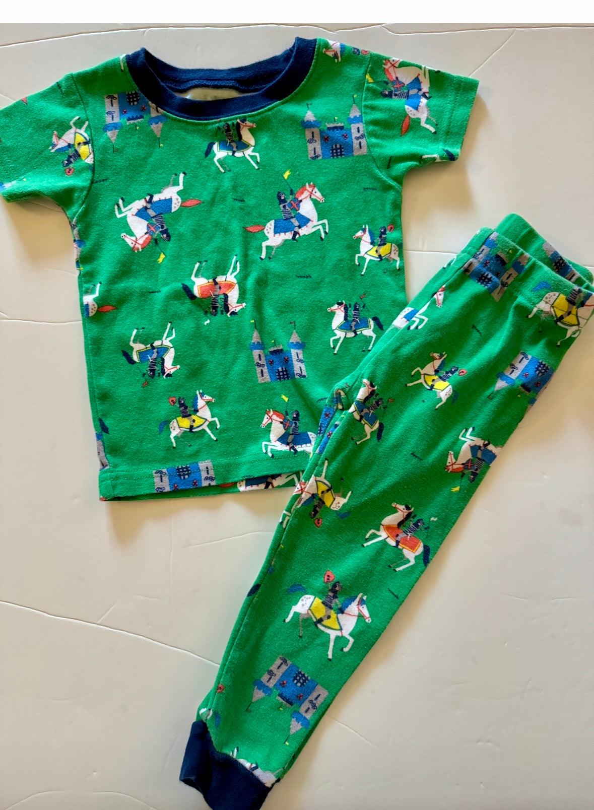 REDUCED PRICE #34 carters 2 t boys green horse knight pajama set