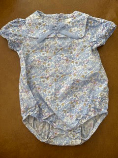 #51 Carter's Girls 12mo Blue Floral Onesie EUC