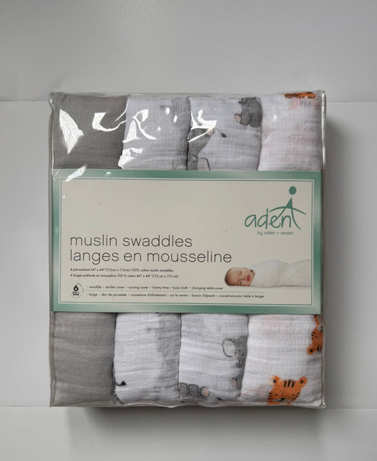 Seller #126 Aden & Anis Safari Baby Muslin Swaddles 4 Pack - New - REDUCED