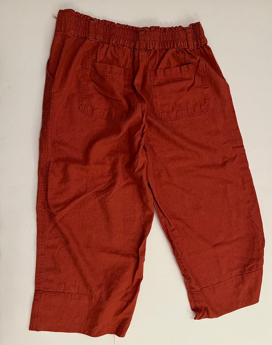 Mason & Belle Red Linen Capri Pants