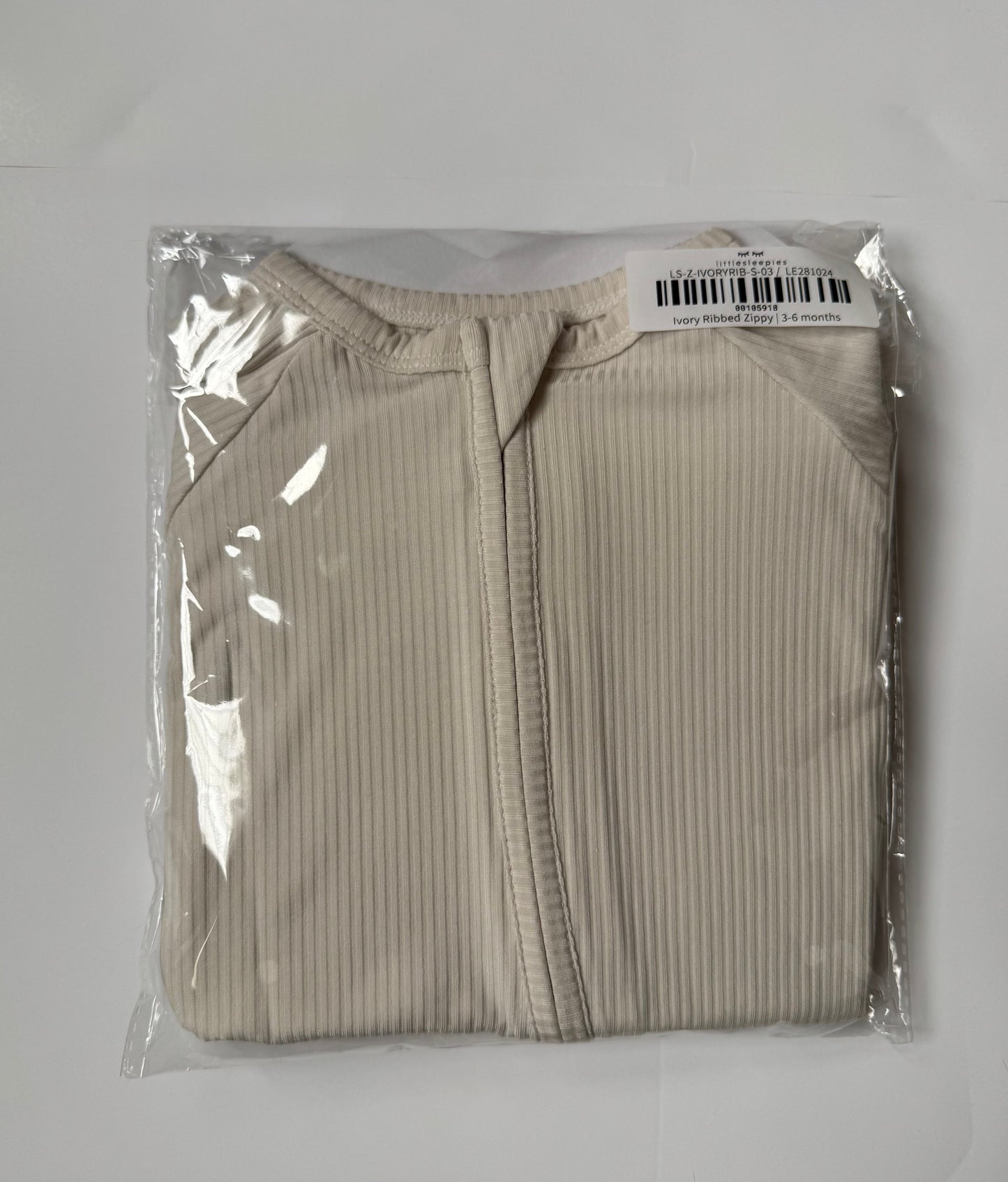Seller #126 Little Sleepies 3-6 Month Ivory Ribbed Zippy - New with Tags!