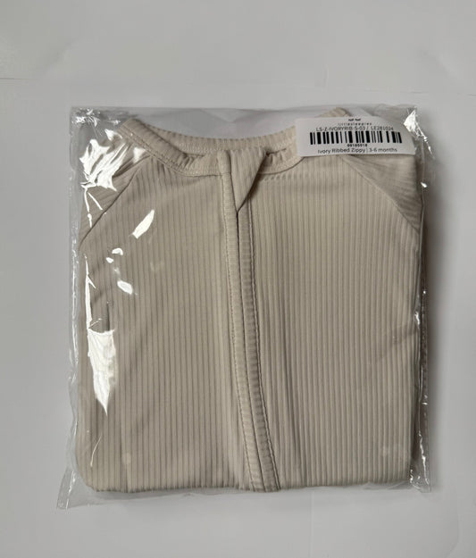 Seller #126 Little Sleepies 3-6 Month Ivory Ribbed Zippy - New with Tags!