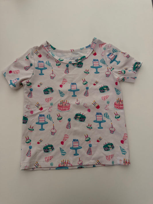 *reduced* #117, Girls 4T, SweetHoney white birthday print shirt, GUC