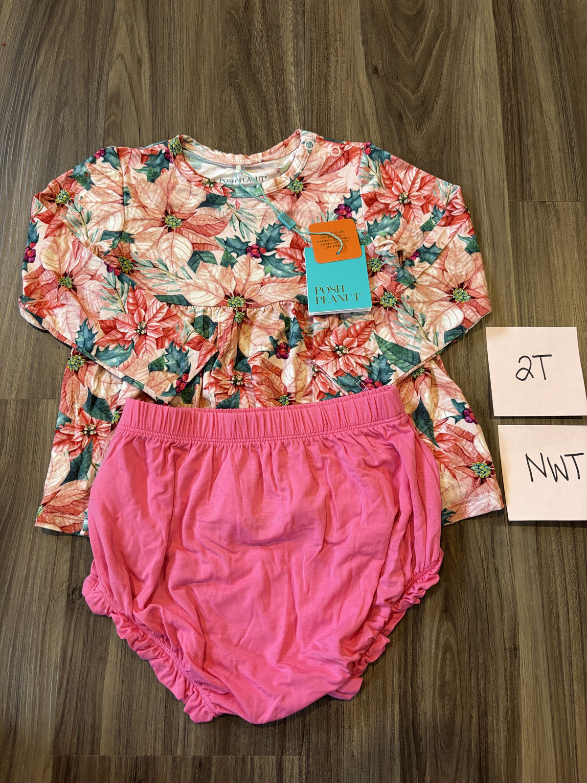 #138 - 2T NWT Bamboo (Posh Peanut) Poinsetta Outfit