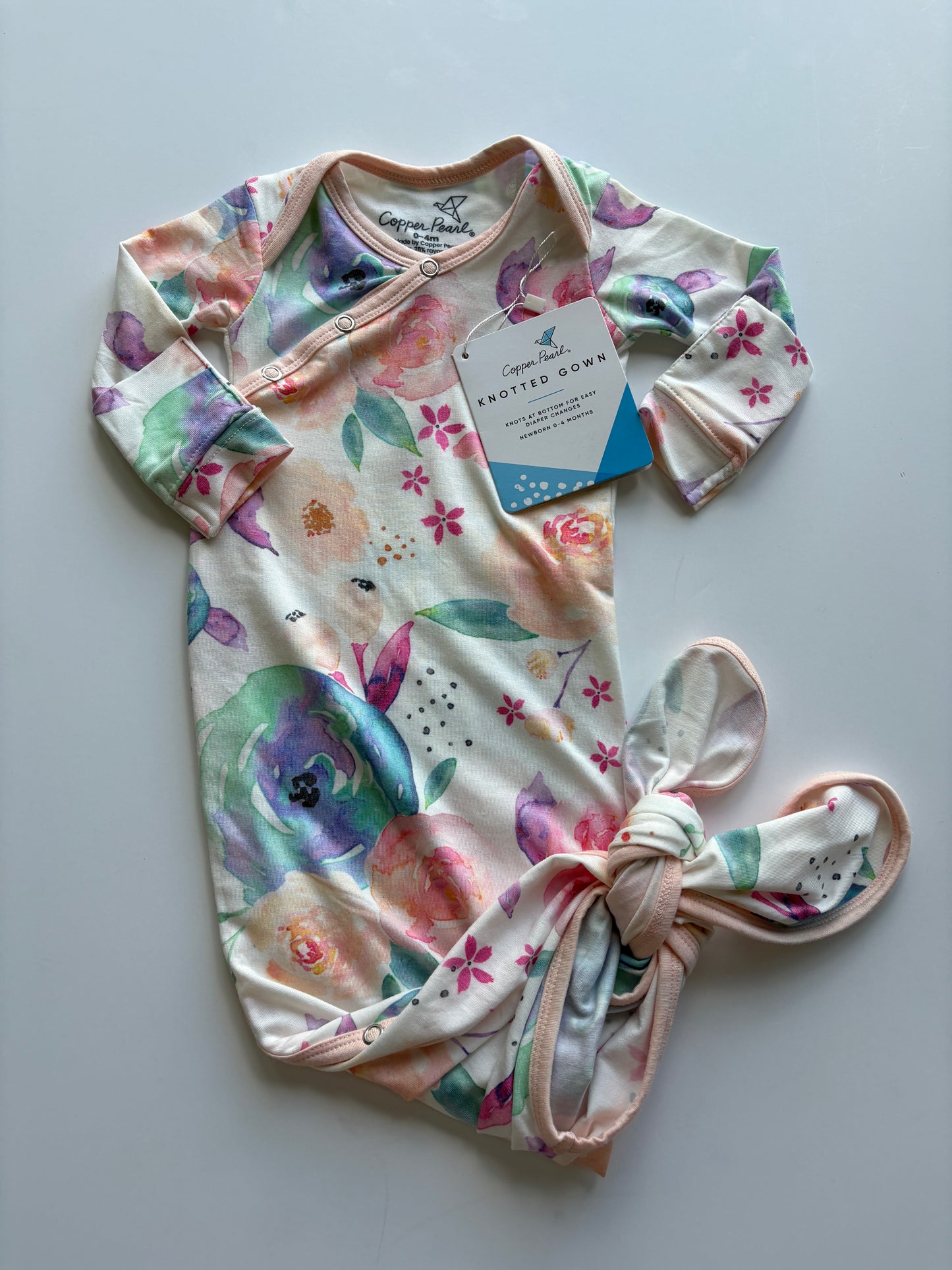 Seller #105 - NWT Girls 0-4M Copper Pearl Watercolor Floral Gown