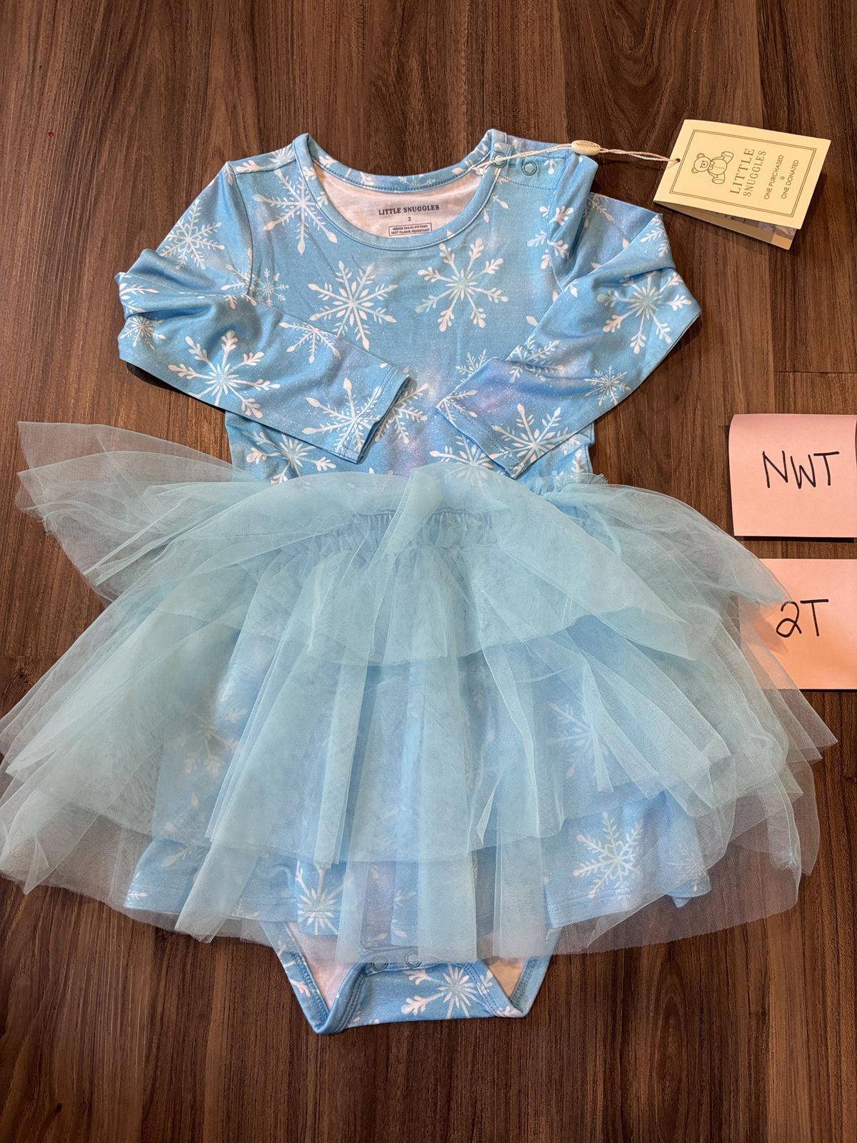 #138 - 2T NWT Bamboo Charlie's Project Blue Snowflake LS Tulle Twirl