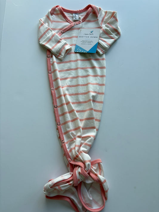 Seller #105 - NWT Newborn - 4 months Girls Copper Pearl Coral and White Striped Gown