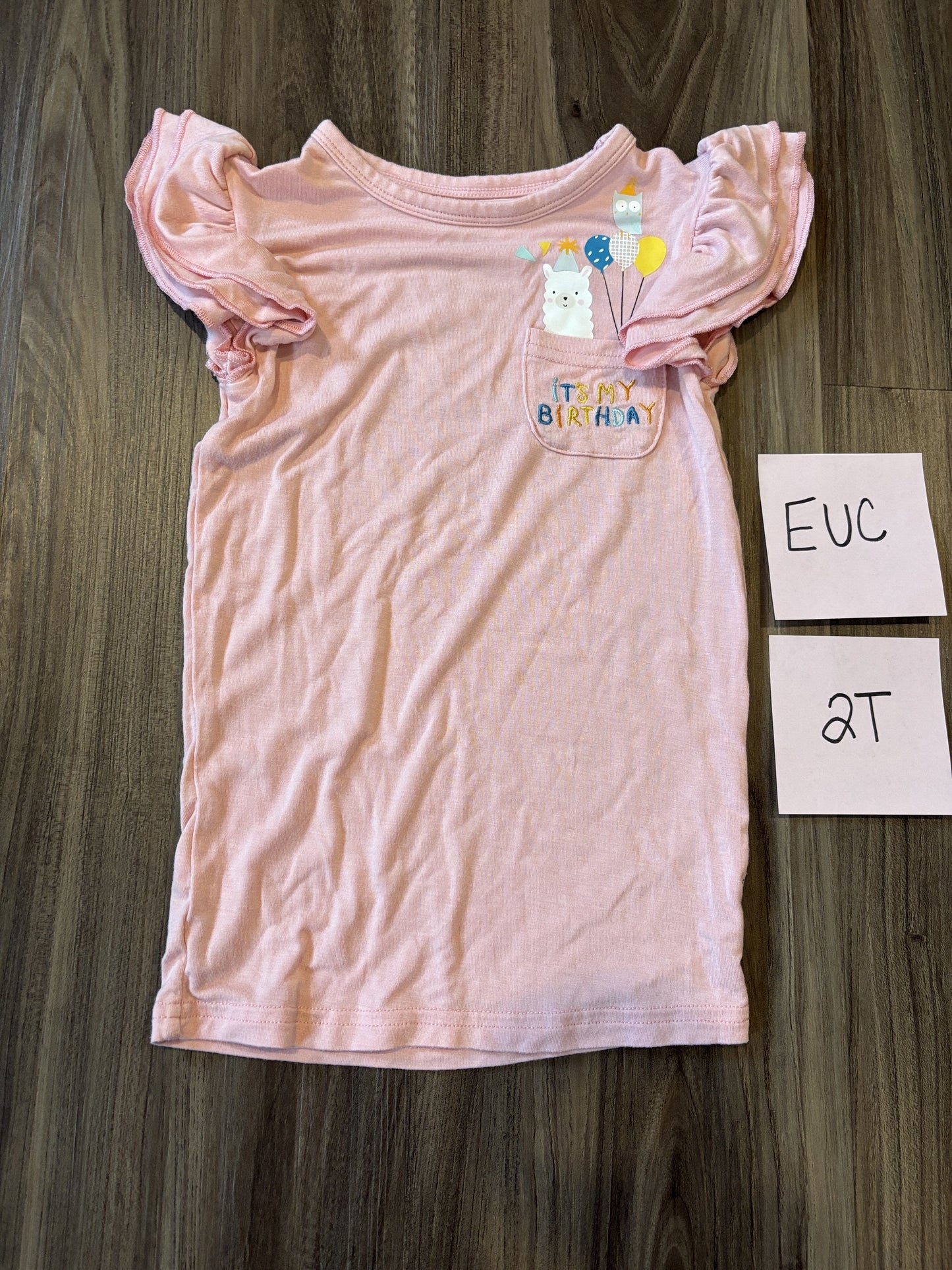 #77 - 2T - EUC Little Sleepies - Pink Party Animals Top