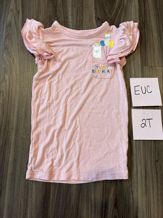 #77 - 2T - EUC Little Sleepies - Pink Party Animals Top