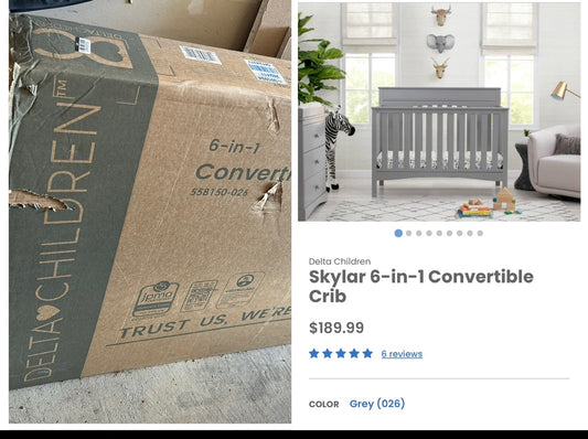 #35 new Delta crib light grey