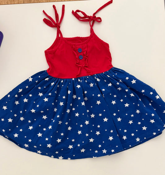 *reduced* #117, Girls 4T, Eleanor Rose red, white & blue star dress,  GUC