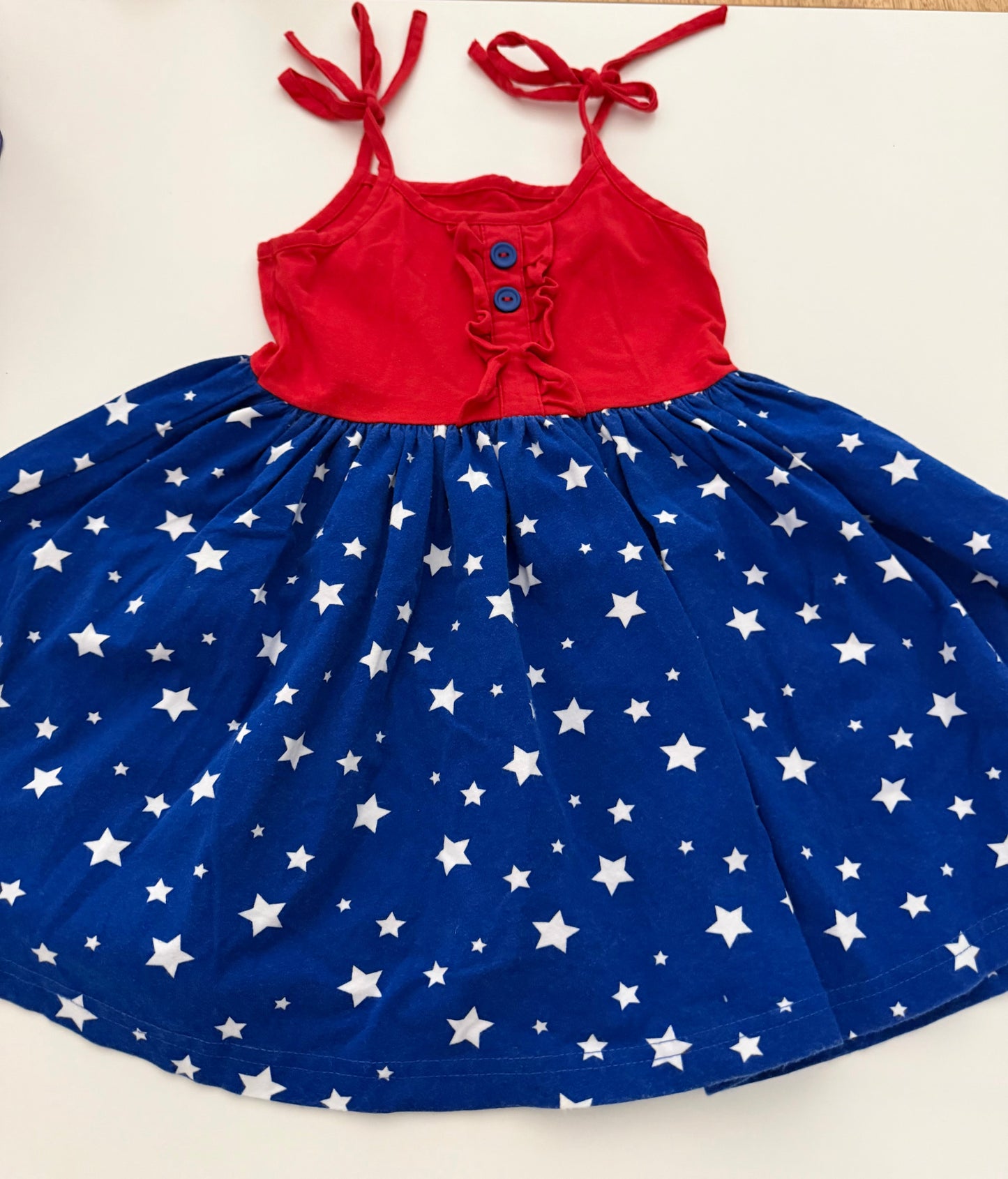 *reduced* #117, Girls 4T, Eleanor Rose red, white & blue star dress,  GUC