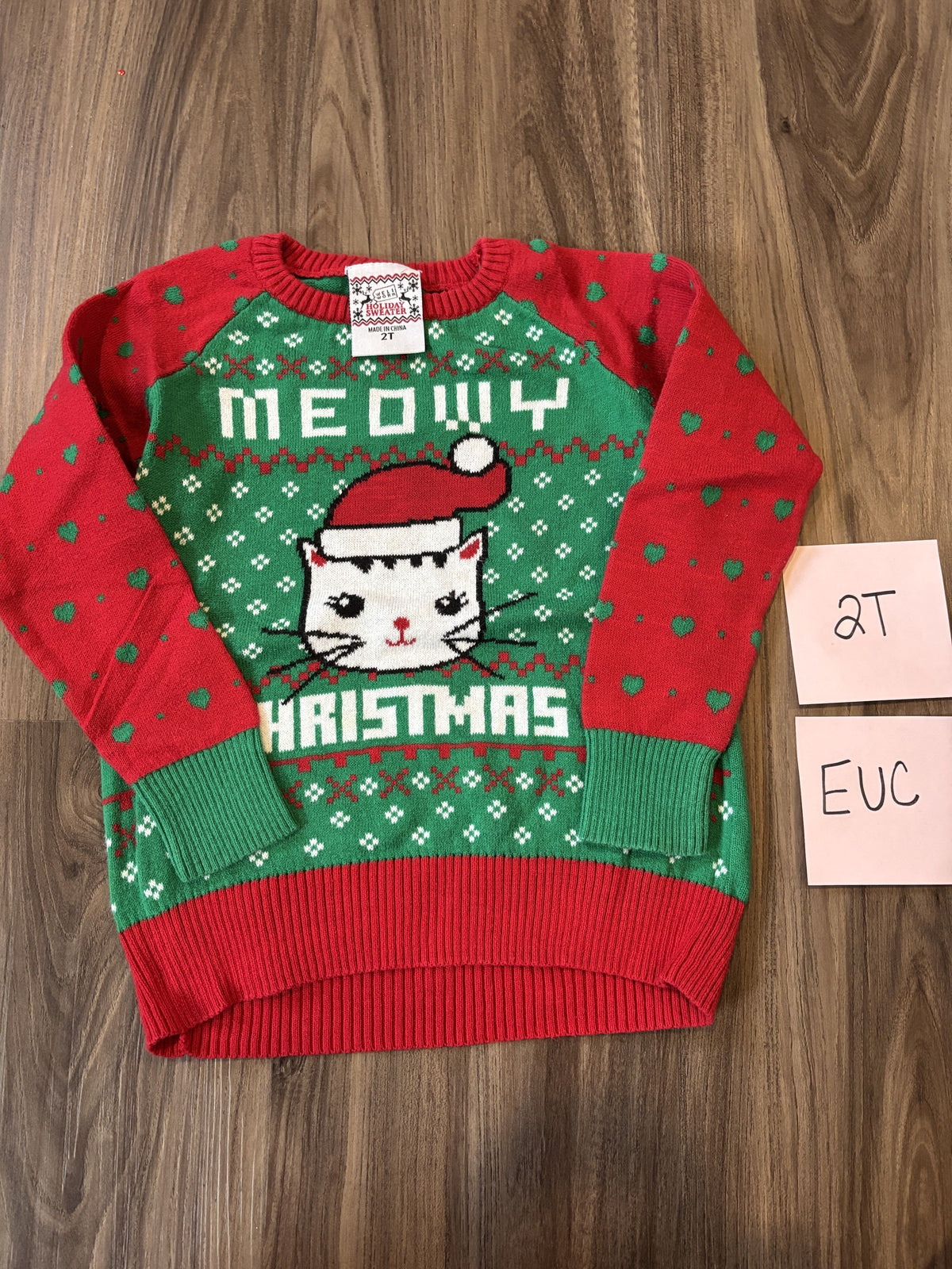 #138 - 2T EUC Meowy Christmas Sweater