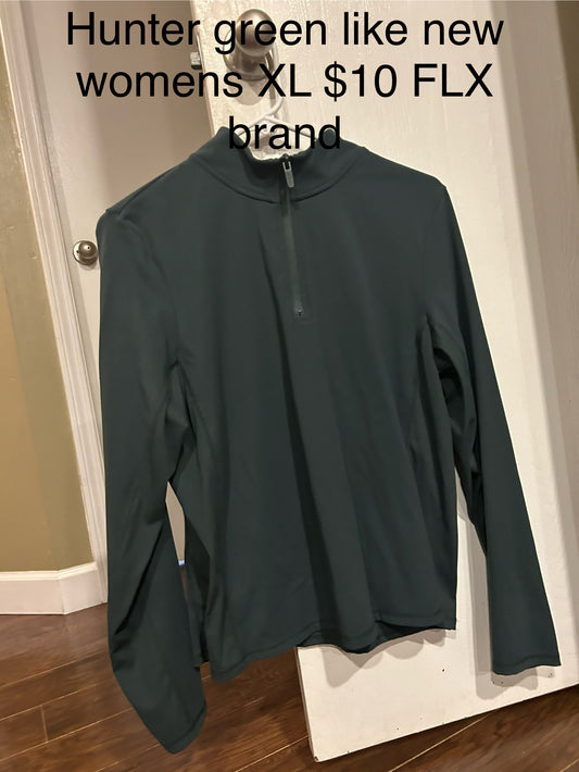 137 women’s XL hunter green 1/4 zip FLX brand LN
