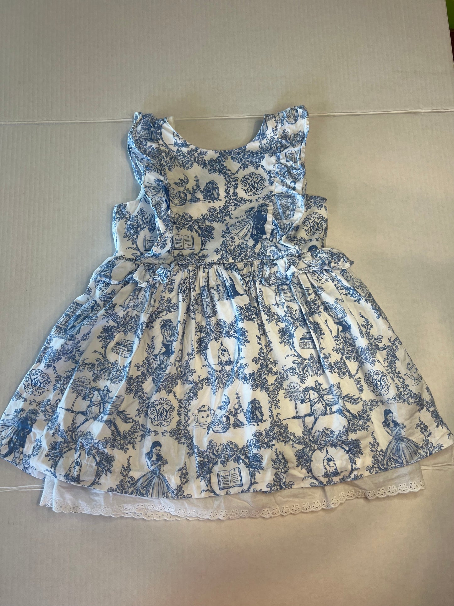 #156 Disney girls size 3T blue and white Beauty and the Beast dress