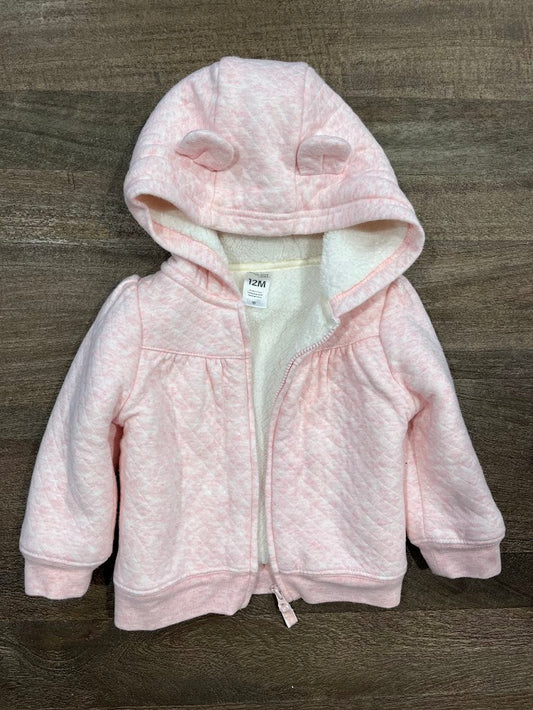 Seller #55 Carters 12 Month girls fleece lined pink zip up hoodie with ears