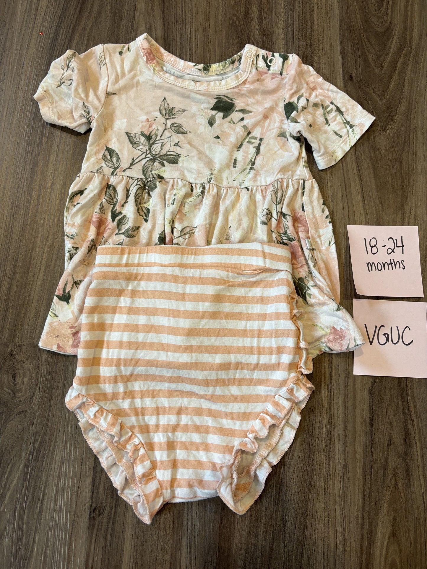 #77 - 18-24 Mo - VGUC Posh Peanut - Vintage Pink Rose Outfit