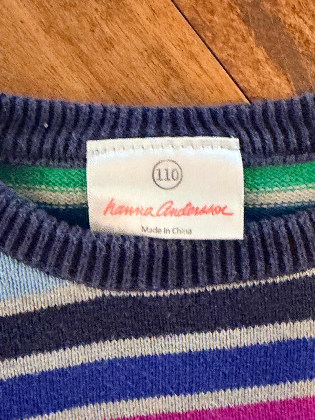 #99 Girls Hanna Andersson rainbow stripe sweater dress size 5