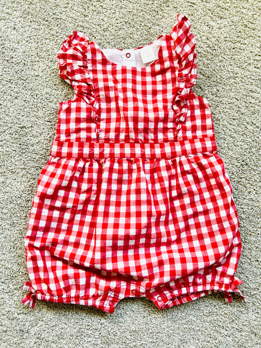 Girls red checkered summer outfit, 6 mo, NWOT