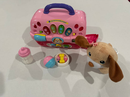 #160 Vtech care for me learning center dog carrier - lights up and talks