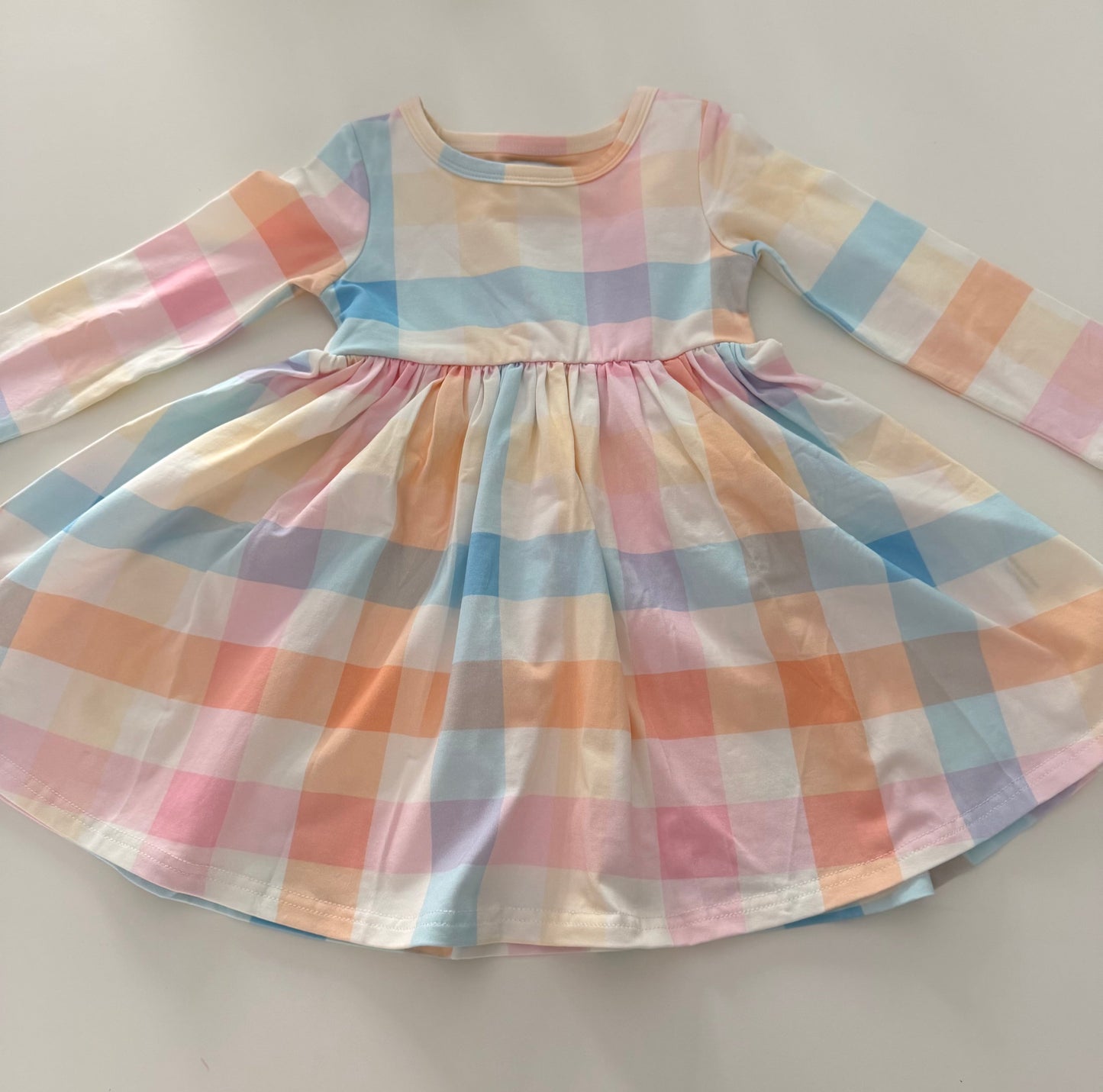 *reduced* #117, Girls 2T, Smocked Sweets pastel plaid dress, New