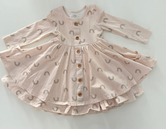 *reduced* #117, Girls 4T, SweetHoney pink rainbow dress, VGUC