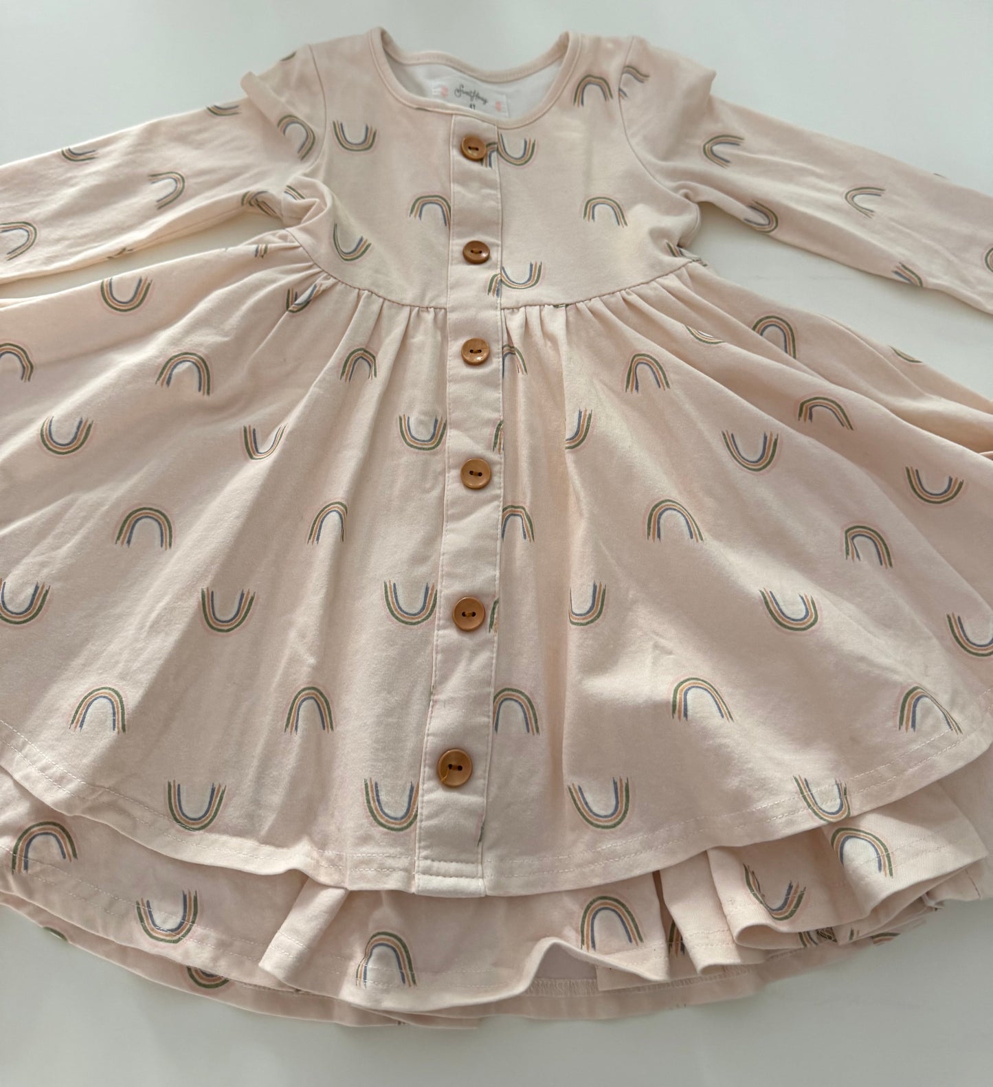 *reduced* #117, Girls 4T, SweetHoney pink rainbow dress, VGUC