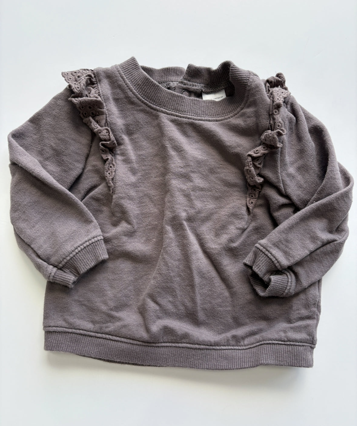 Seller # 105 - 6M Girls Carter's Gray Ruffle Sweatshirt GUC