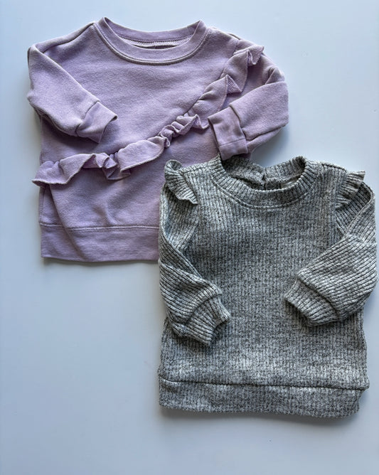 Seller #105 - Girls 3M Purple Crewneck and Gray Sweater Bundle GUC