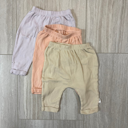 #110 Burt’s Bees Infant Joggers Pants Bundle Set of 3 Size 0-3 mo