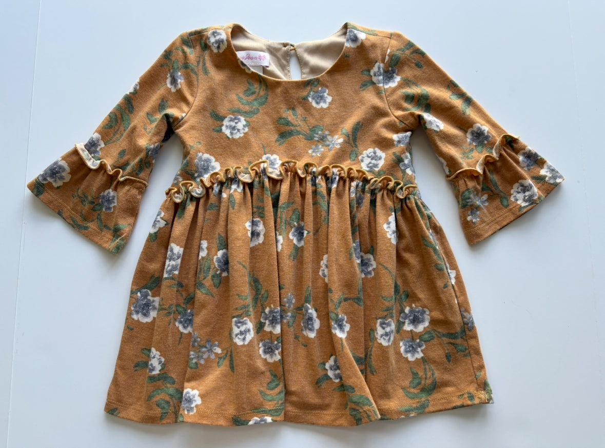 Seller #105 - Girls 3T Bonnie Jean Mustard Floral Shirt GUC