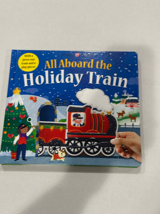 #160 All Aboard the Holiday train Christmas book - with a train and 6 play pieces