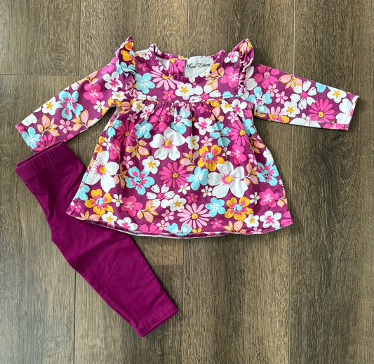 #173-Rare Editions floral outfit girl size 12m