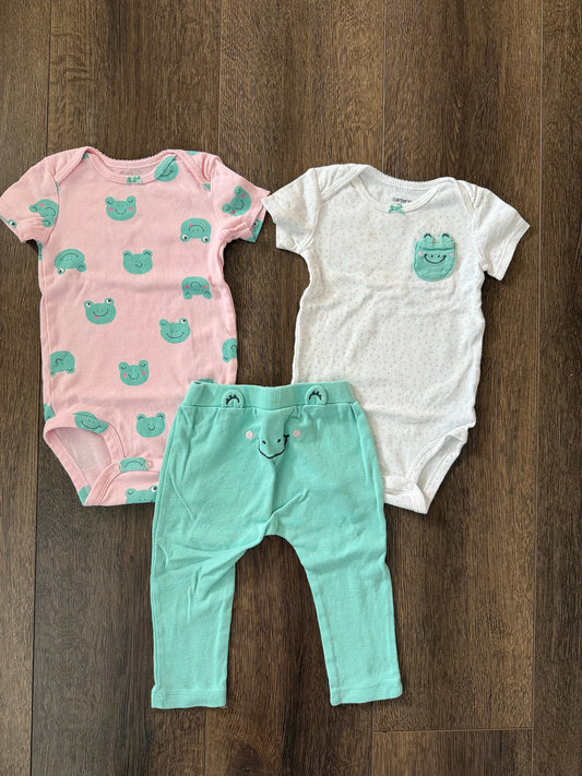 #173-REDUCED Carters frog bundle girl size 12m (see description)