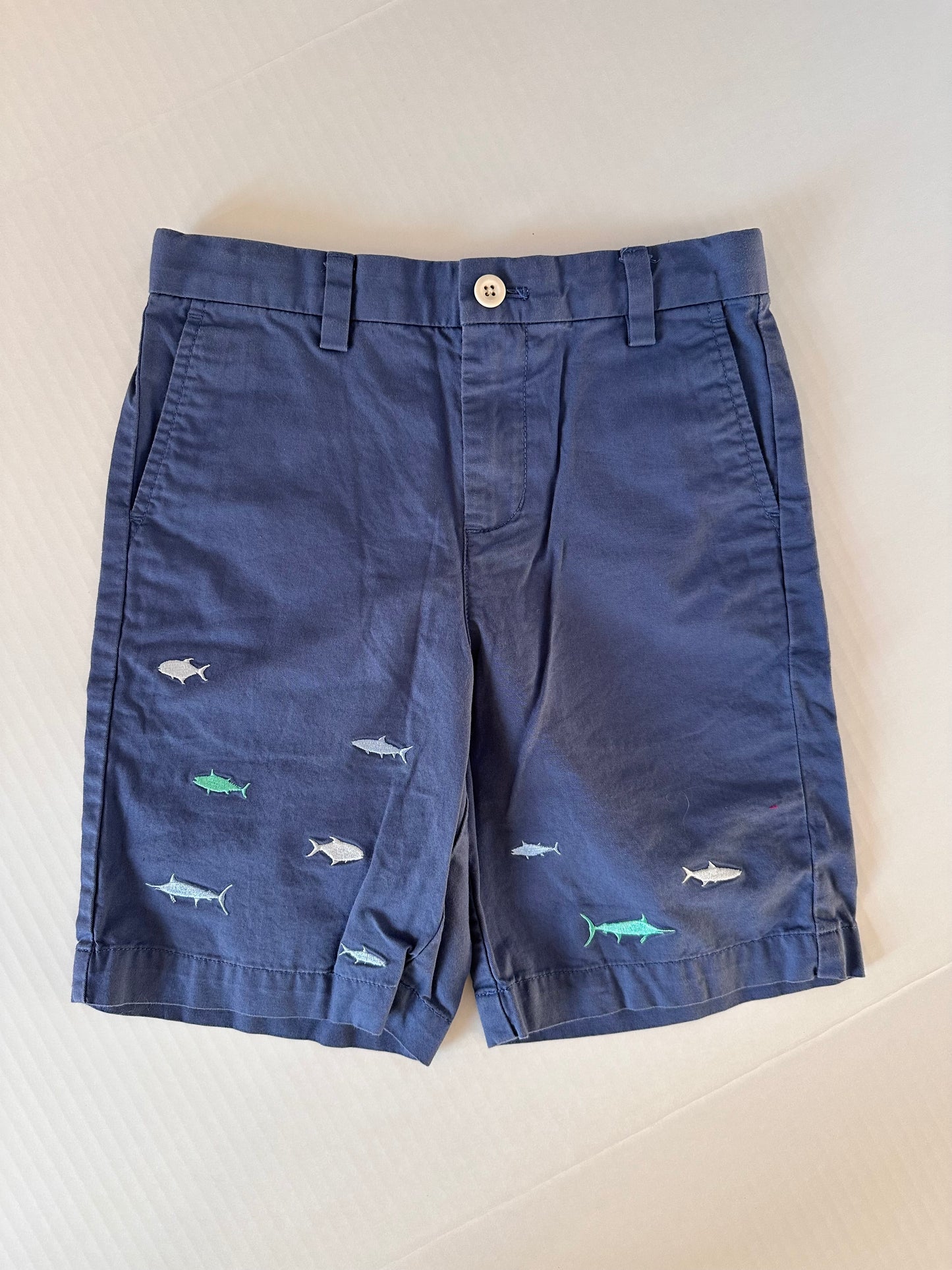 Vineyard Vines Embroidered school of fish navy boys size 7, adjustable waist
