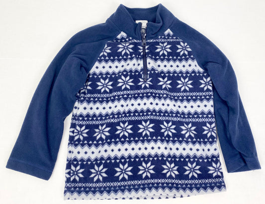 #14 4T Koala Kids Navy Snowflakes Fleece 1/4 Pullover Sweater