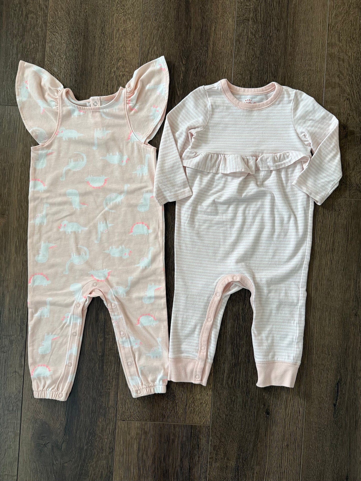 #173-REDUCED Cat & Jack dinosaur romper bundle girl size 12m