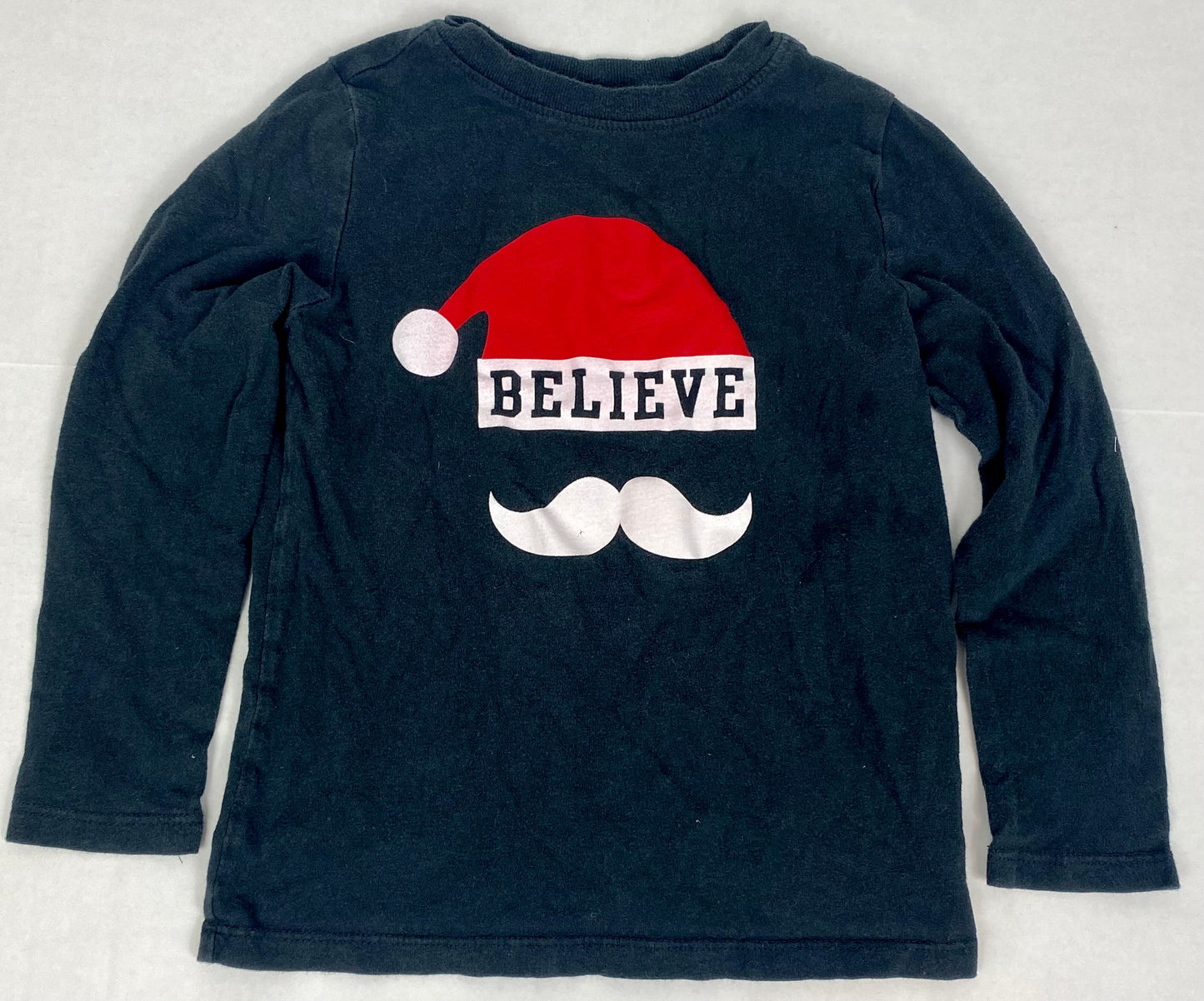 #14 5T Old Navy Santa Believe Holiday Long Slv Black Tee