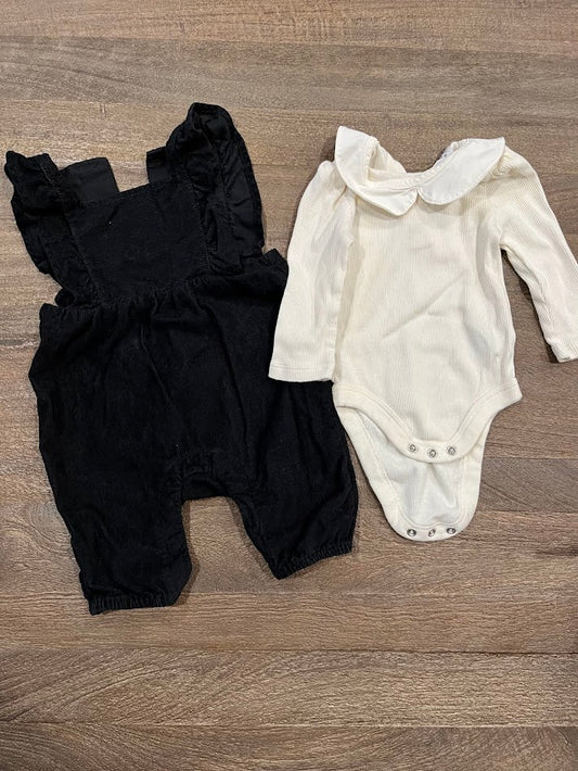 Seller #55 Baby Gap 0-3 months girls corduroy overalls and 3-6 month long sleeve onsie