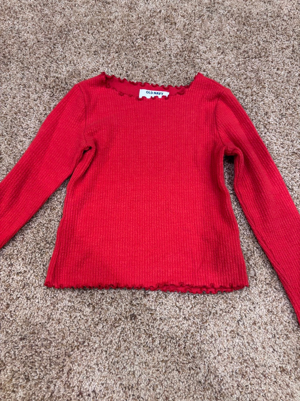#47, girls size 6-7, Old Navy red long sleeve shirt